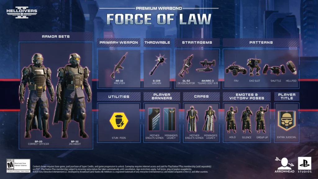 Helldivers 2 Force of Law content shared by Arrowhead Studios