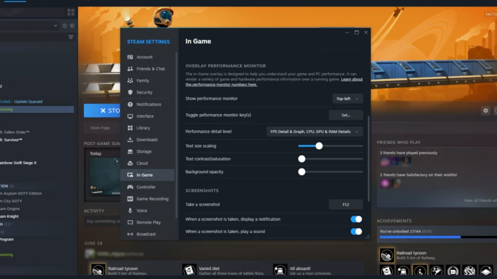 Accessing Steam overlay 