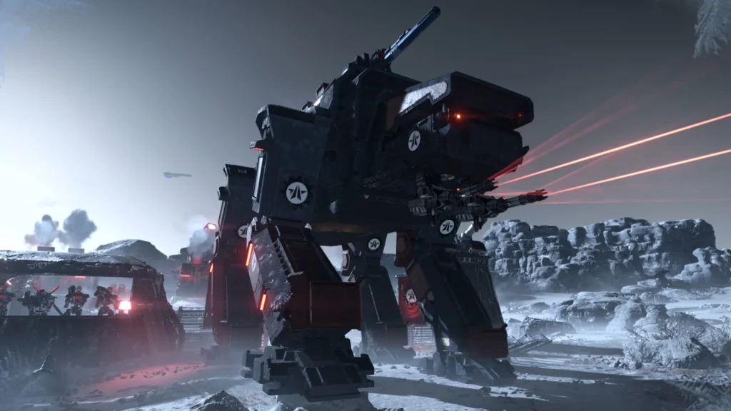 An Automaton Factory Strider standing guard at an Automaton outpost