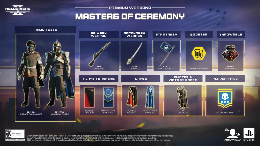 The contents of the Masters of Ceremony Warbond