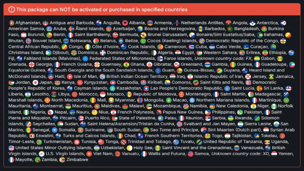 The New Helldivers 2 Pillars Of Freedom Cape And Its Story 2 An image showing the 177 countries that cannot purchase Helldivers 2