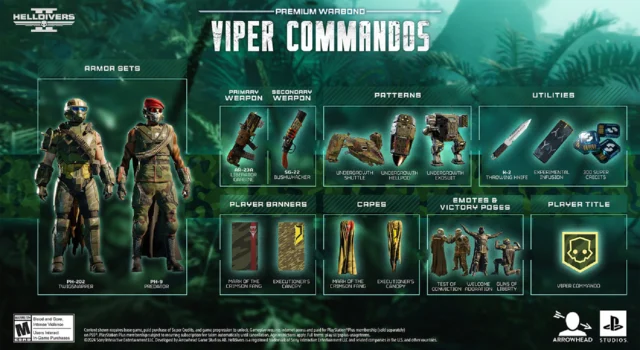 An image showing the contents of the Viper Commandos Warbond
