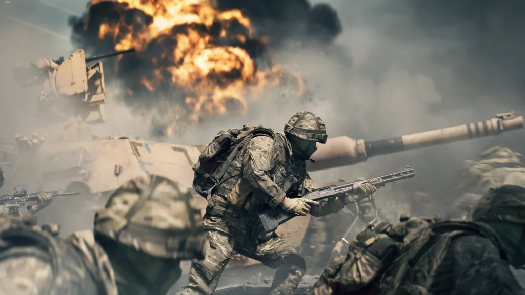 What Are The Powerful Battlefield 6 Training Paths In The Open Beta? 3 A squad of soldiers charging forward with the help of tanks