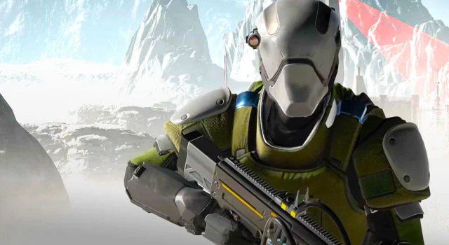 A Helldiver wearing gear from the Helldivers 2 Cutting Edge Warbond staring right at the camera