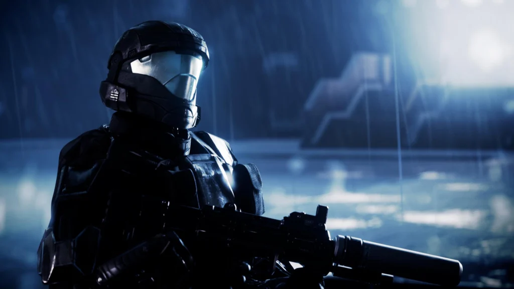 The Thrilling Helldivers 2 Halo ODST Legendary Warbond Is Finally Arriving 3 An ODST looking cinematically at the camera with their trusty SMG