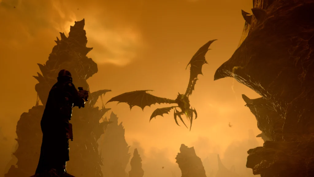 The Intriguing Helldivers 2: Into The Unjust Update Is Coming Soon! 2 A Helldiver coming face to face with a flying Dragonroach coming in the Helldivers 2: Into the Unjust update