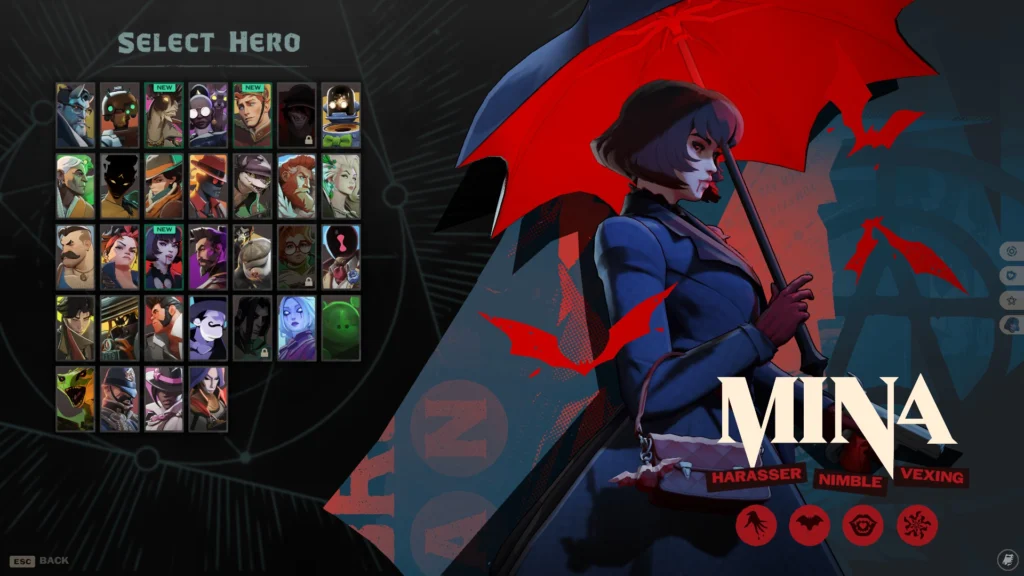The Mighty New Deadlock Character Mina 2 The character selection screen with the abilities for the new Deadlock character Mira