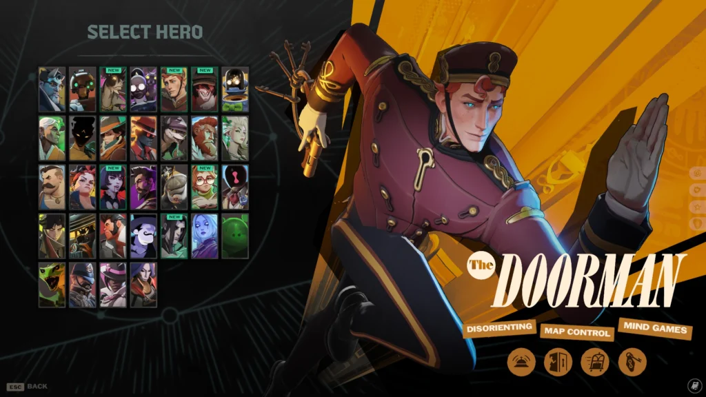 The Doorman in Deadlock seen in the character selection screen