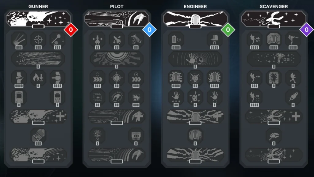 The Void Crew Striker Update Arrives With New Tools For Your Pilgrimage 7 The skills menu in Void Crew including the new skill perks in the Void Crew Striker update