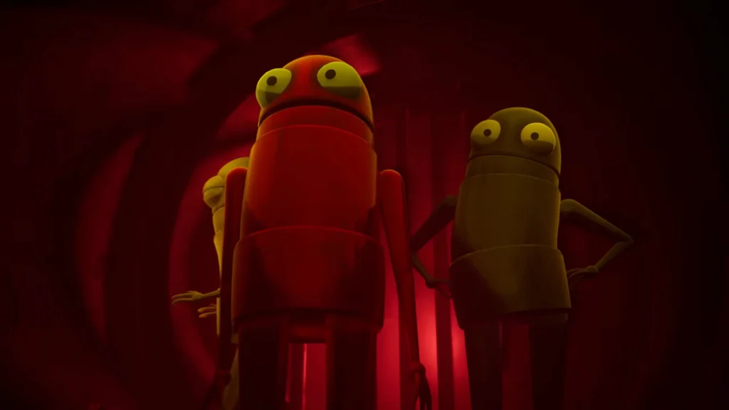 What Are The Spooky Fortnitemares Collaborations In 2025? 7 Three differently colored Semibots standing in front of a sewer grate