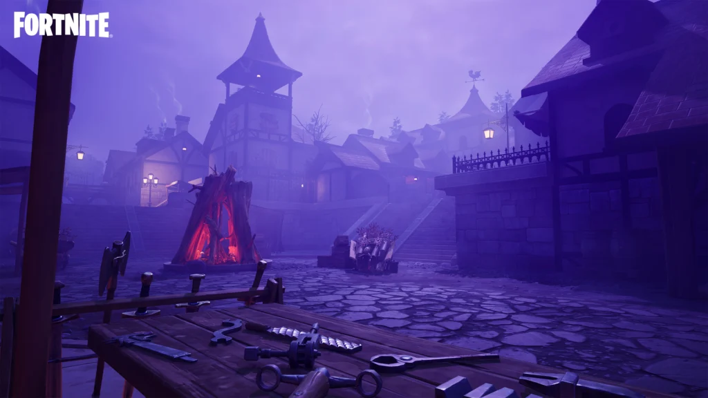 What Are The Spooky Fortnitemares Collaborations In 2025? 12 A location in the Nightmare Island that resembles an ancient village with stone and wood houses