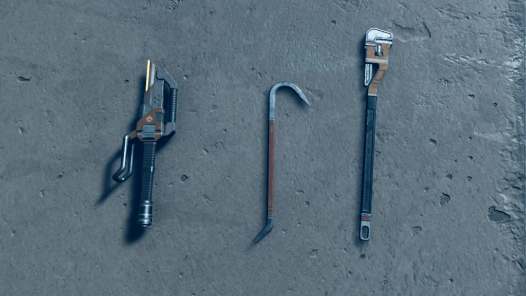 The Promising Jump Space Vendor Update Is Here 5 The Heatblade, crowbar, and wrench melee weapons lying on the floor