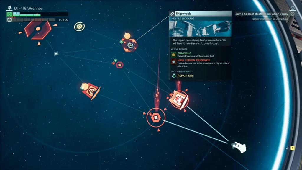 The Promising Jump Space Vendor Update Is Here 4 A players selecting their next destination on the map that features the new sector modifiers added in the Jump Space vendor update