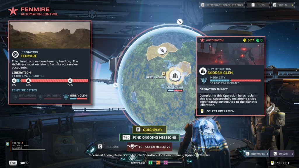 The Sneaky Helldivers 2 Redacted Regiment Mission Leaks 3 A Helldiver selecting a city operation on the Automaton front