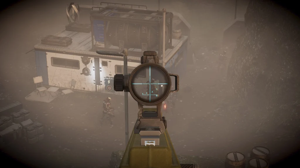 The Confidential Helldivers 2 Redacted Regiment Warbond Leaks 2 An Automaton conscript seen through the lens of an antimaterial rifle's scope