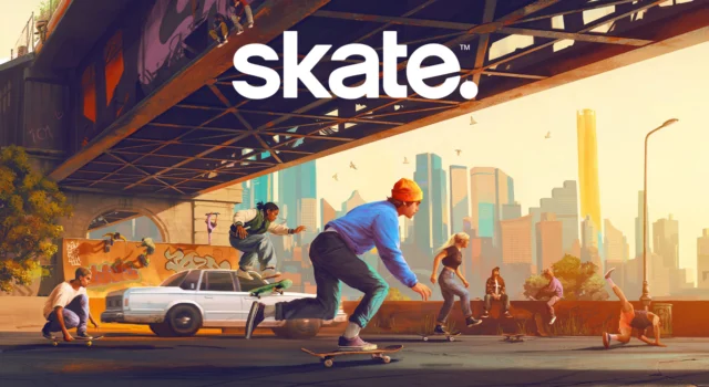 The cover for Skate showing several skateboarders doing various tricks