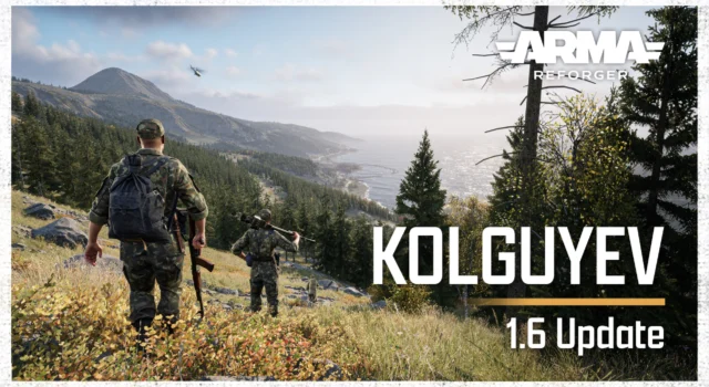 The cover for the Arma Reforger Operation Omega update featuring two soldiers walking on a grassy hill