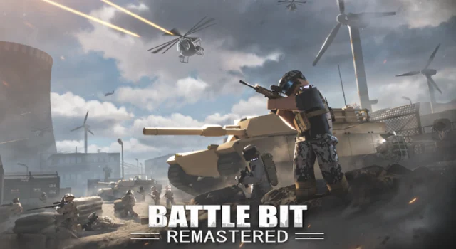 The cover for the Battlebit Remastered Operation Overhaul update featuring soldiers, tanks, and helicopters assaulting a powerplant