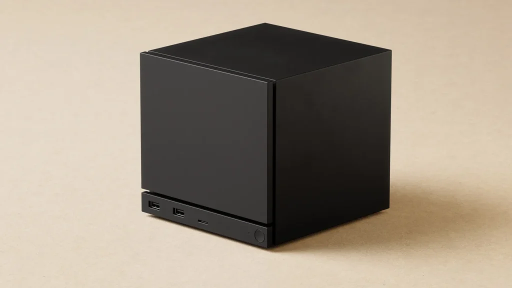 The New Steam Hardware Family And Its Impressive Household 2 The Steam Machine on a beige background