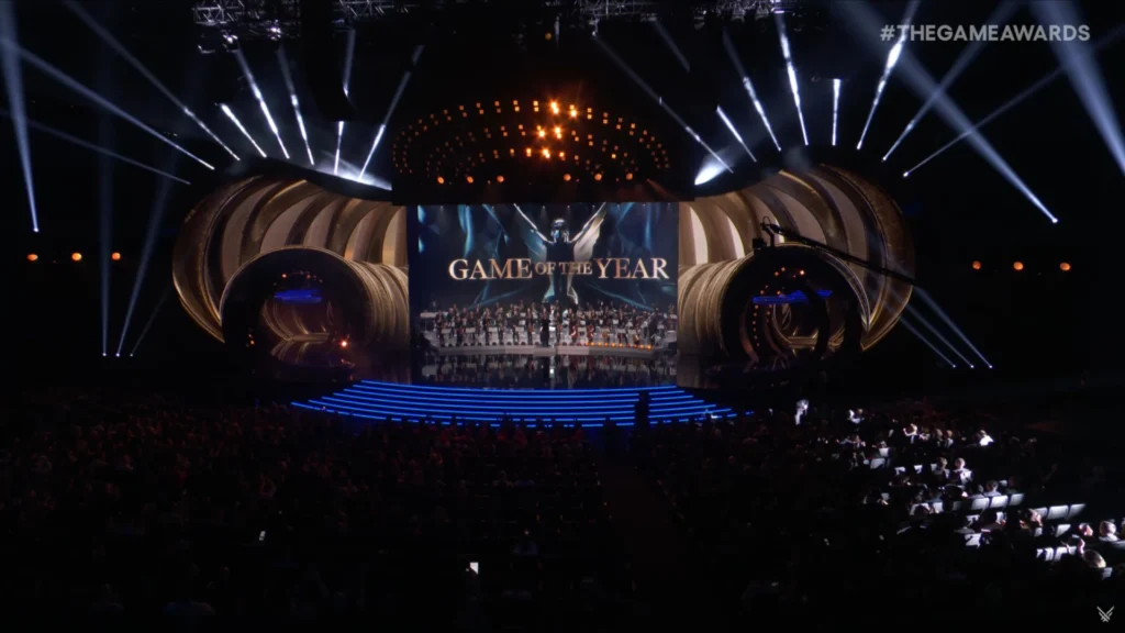 A screenshot from the Game Awards 2025 livestream showing the stage