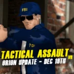 The cover of the Tactical Assault VR Orion update featuring two armed FBI agents