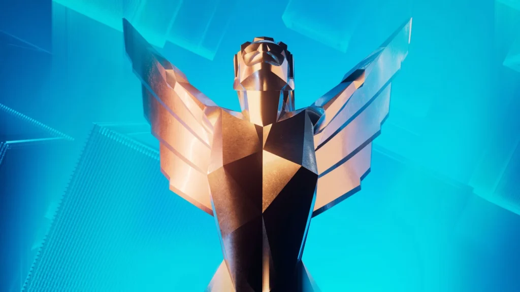 The Game Award statue facing towards the camera