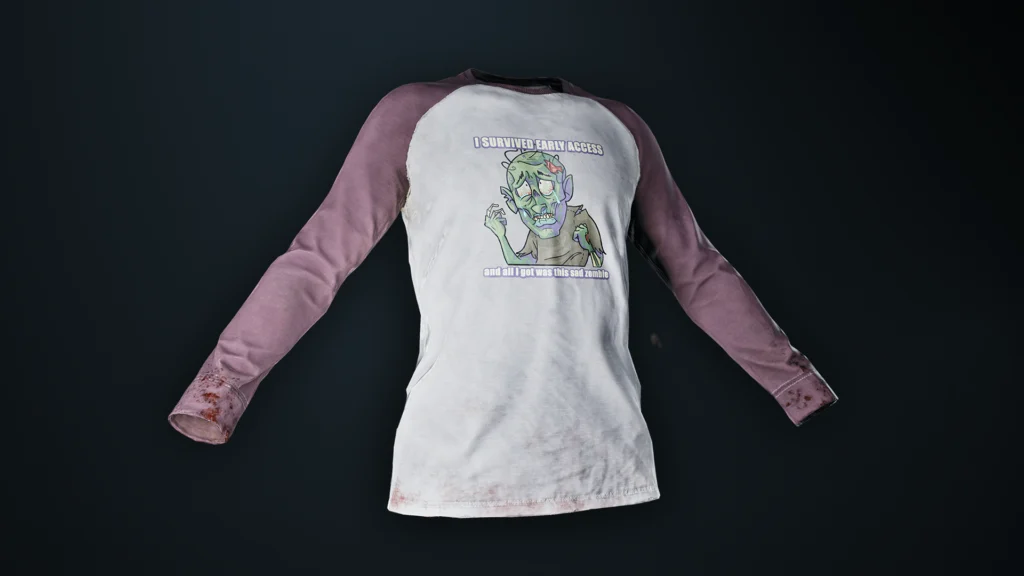 What No More Room In Hell 2 Has In Store For The Big 2026 3 The early access participation shirt reward with a picture of a sad zombie with the caption on the shirt saying, "I survived early access and all I got was this sad zombie"