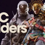 The cover of the Arc Raiders Riven Tides update featuring three Raiders wearing three different cosmetic sets from the latest update on the title of the game