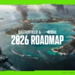 The cover for the Battlefield 6 2026 roadmap showing the new Wake Island map coming later this year