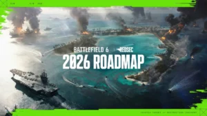 The cover for the Battlefield 6 2026 roadmap showing the new Wake Island map coming later this year