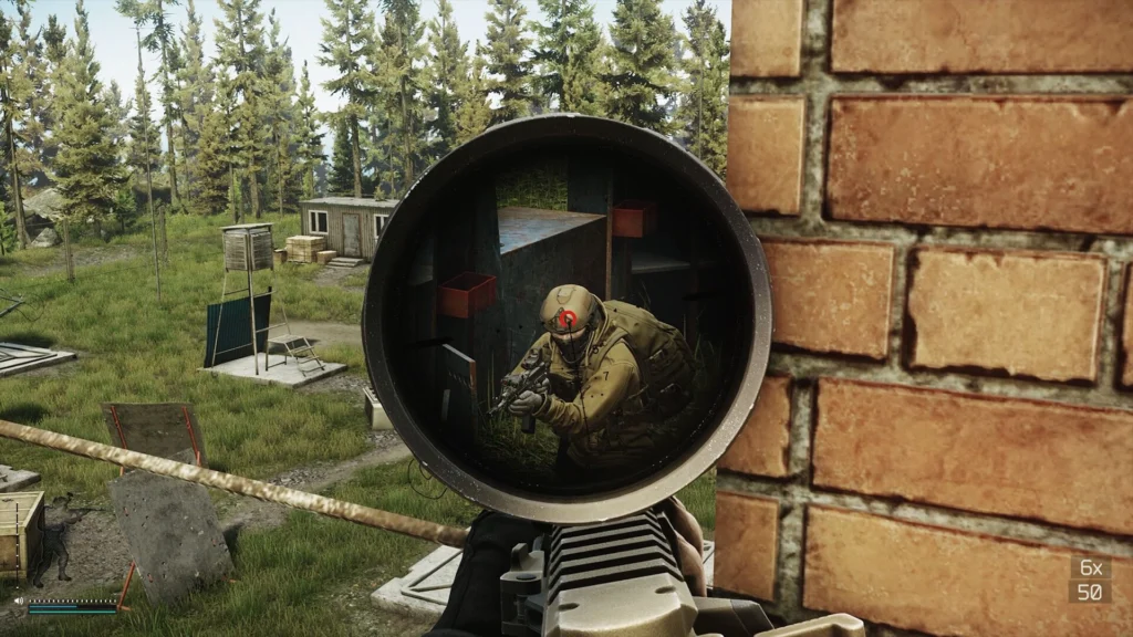A PMC looking at another PMC through the scope of a sniper