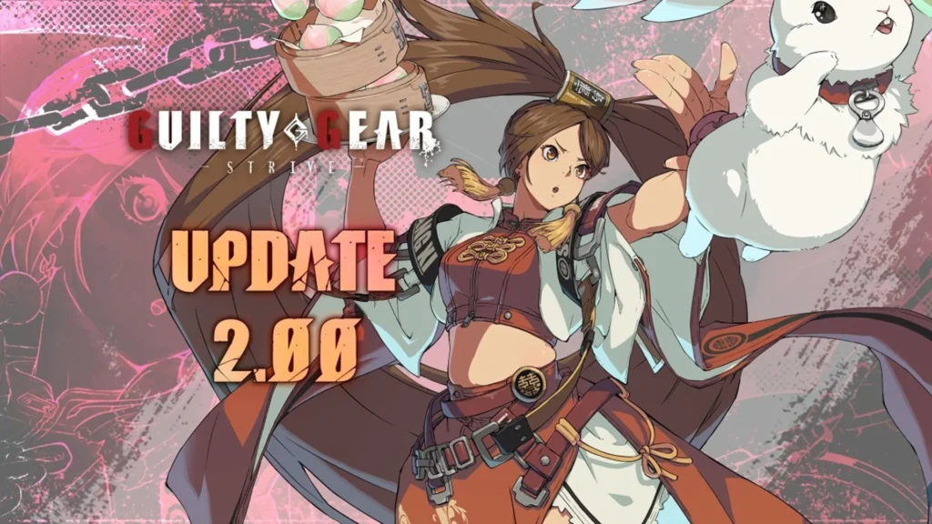 The cover of the Guilty Gear Strive 2.0 update featuring the new playable character, Jam Kuradoberi and her pet bunny