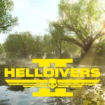An image of the new forest meadow biome in Helldivers 2, which was introduced in the Helldivers 2 6.2.2 patch, with the title of the game in the bottom middle
