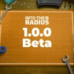 The cover for the Into the Radius 2 1.0 beta showing the title of it on a weapon table with weapon parts strewn about