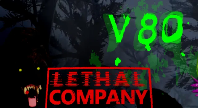 The cover for the Lethal Company Blooming update featuring a shadowy creature hiding in the darkness of a forest moon