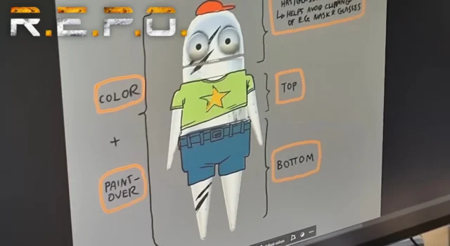 A sneak peak at the cosmetics coming in the REPO Cosmetics update showing concept art of what cosmetics would look like