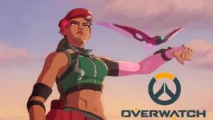 Sierra in Overwatch seen in her trailer as she holds her hand out for her Anchor Drone