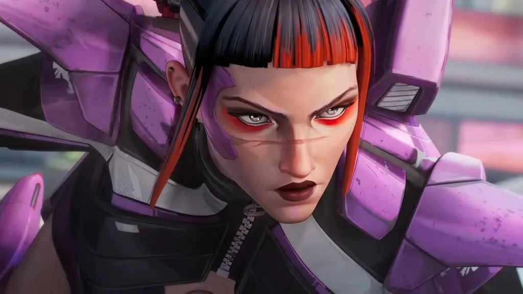 A closer look at Axle in Apex Legend from her cinematic trailer