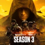 The cover for Battlefield 6 Season 3, which features several soldiers on screen with jets flying in the background with the title of the game and season front and center