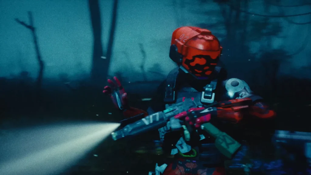 The new Runner Shell, Sentinel, holding the new unknown weapon with an enabled flashlight attached to its barrel
