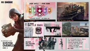 An image that includes most of the inclusions coming in Siege X Operation System Override