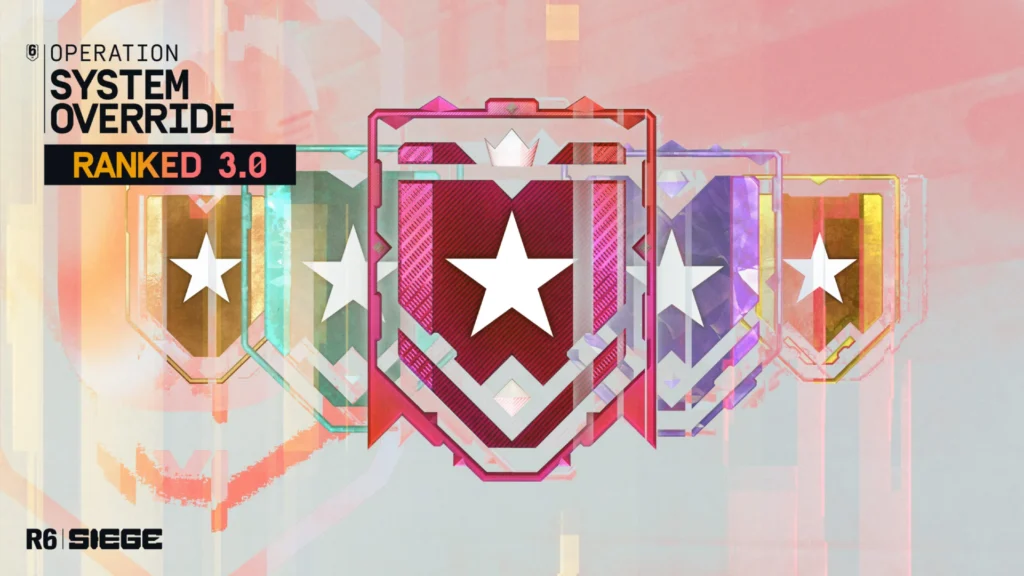 The Approving Changes And Additions Of Siege X Operation System Override, Arriving June 2, 2026 2 An image with the title in the top left saying Ranked 3.0 coming in Siege X Operation System Override with the various ranked medals in the middle of the image