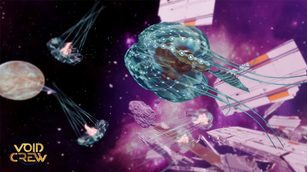 The new Voidfish creature in the Void Crew Maximum Calamity update that looks like a jellyfish floating through space