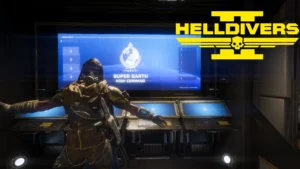 A Helldiver with their arms lifted to their sides for a hug with the now functioning Control Center terminal behind them thanks to the Helldivers 2 6.3.0 update