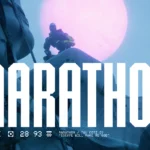 The Marathon Runner Shell, Rook, sitting on top of a vantage point with the cover of the game in the middle of the image