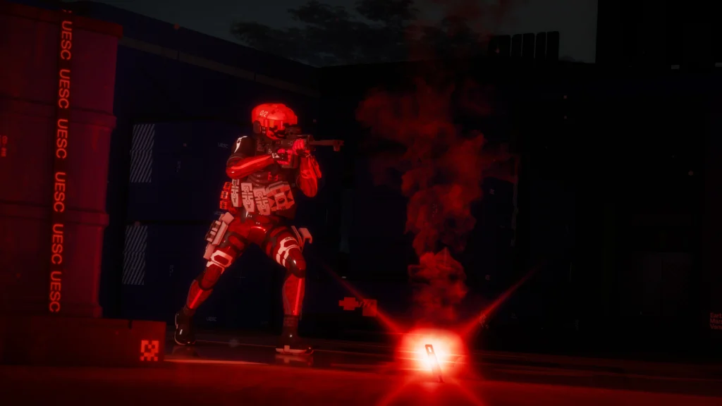 The Powerful Abilities Of The Marathon Runner Shell, Sentinel 2 A lone Sentinel preparing to engage something off screen while being lit by a flare