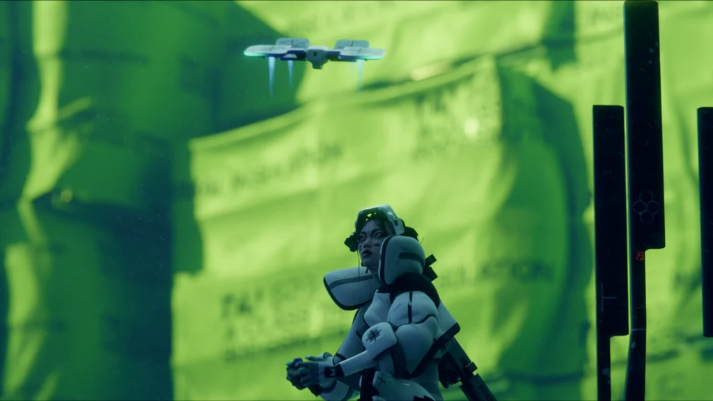 The Marathon Runner Shell, Thief, deploying their Pickpocket Drone