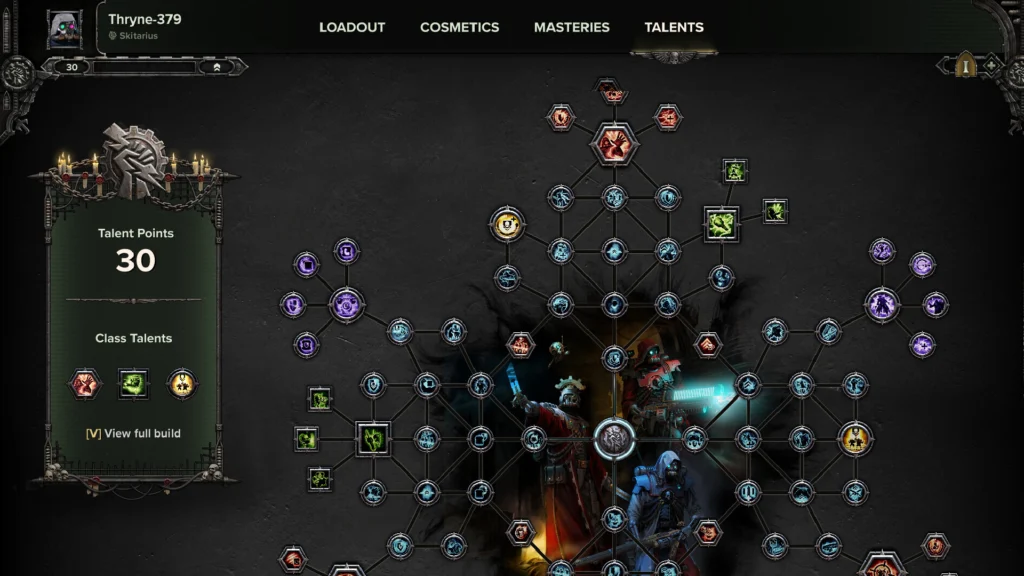 The talent tree of the Warhammer 40K Darktide Skitarii class