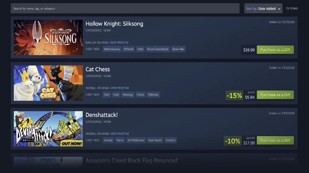 The Amazing Steam Client Gifting Changes And What They Do 2 The new gift from wishlist feature in the Steam client gifting changes