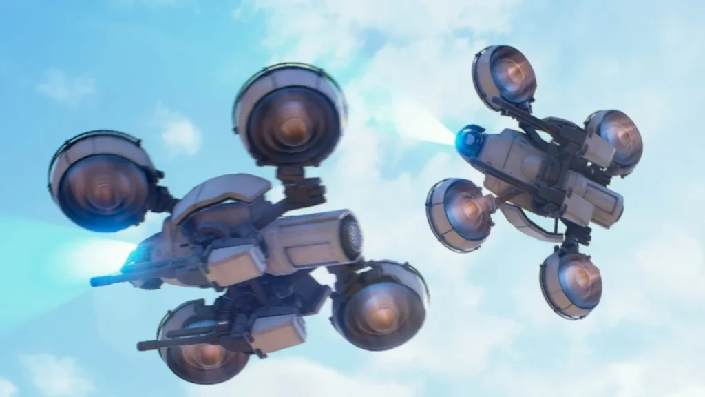 Two Wasps, which you have to destroy for the Arc Raiders Phantom Targets project, flying in the sky